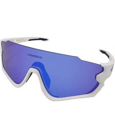 Polarized Sports Sunglasses Cycling Glasses Baseball Fishing Golf Driving Goggle - 02white&bluelenes - C418YZYQUA4 $15.08 Round