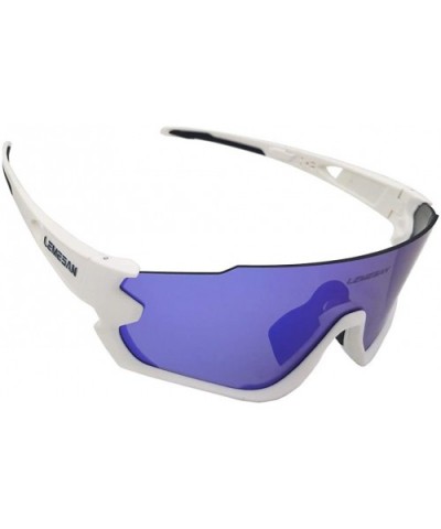 Polarized Sports Sunglasses Cycling Glasses Baseball Fishing Golf Driving Goggle - 02white&bluelenes - C418YZYQUA4 $15.08 Round