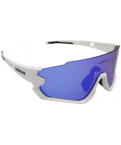 Polarized Sports Sunglasses Cycling Glasses Baseball Fishing Golf Driving Goggle - 02white&bluelenes - C418YZYQUA4 $15.08 Round