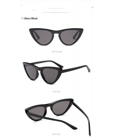 Cat Fashion Women Sunglasses Super Star Brand Designer Triangle Retro Vintage - Gloss Black - C6188GQ5OD4 $9.47 Oversized