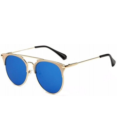 Women Cat Eye Glasses Vintage Mirror UV400 Sunglasses Eyewear - Blue - CC17AANQTEX $7.69 Goggle