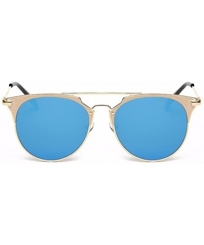 Women Cat Eye Glasses Vintage Mirror UV400 Sunglasses Eyewear - Blue - CC17AANQTEX $7.69 Goggle