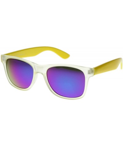 Retro Eyewear Super Flat Top Horn Rimmed Style Clear Lens Glasses (Yellow) - CV116T5E8Y1 $7.96 Wayfarer