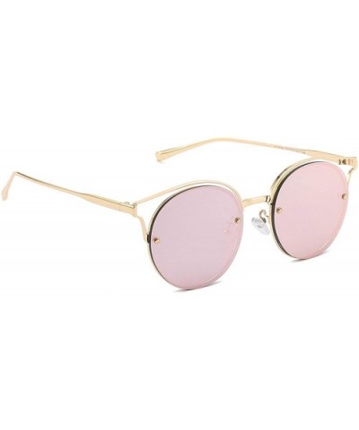 Vintage Classic Retro Round Sunglasses for Unisex Metal AC UV 400 Protection Sunglasses - Pink - CW18SYRSSOT $17.10 Oversized