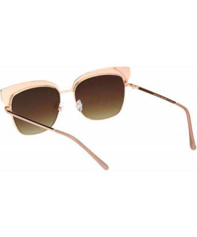 Glitter Top Sunglasses Womens Square Fashion Shades Metal Frame UV 400 - Gold Gold (Brown/Gold Mirror) - CD18WZU5X9O $6.79 Sq...