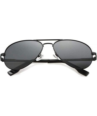 Polarized Aviator Sunglasses for Men Women Mirrored Lens- 100% UV400 Protection- 58MM - Black/Black Lens - CV198QC7TSI $15.54...