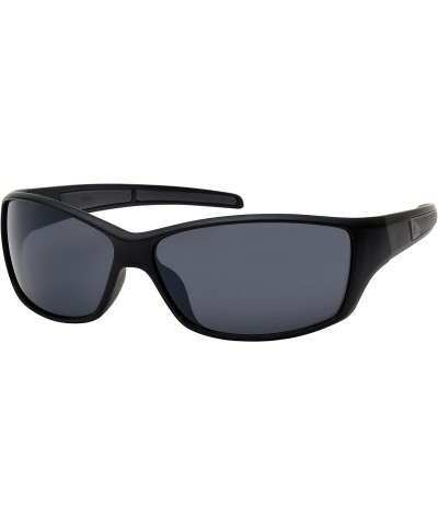 Sports Wrap Sunglasses w/Flash Mirror Lens 570086MMT-FM - Matte Black - CS12JP3IYR5 $6.90 Sport