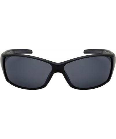 Sports Wrap Sunglasses w/Flash Mirror Lens 570086MMT-FM - Matte Black - CS12JP3IYR5 $6.90 Sport