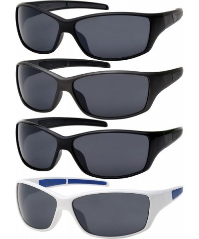 Sports Wrap Sunglasses w/Flash Mirror Lens 570086MMT-FM - Matte Black - CS12JP3IYR5 $6.90 Sport