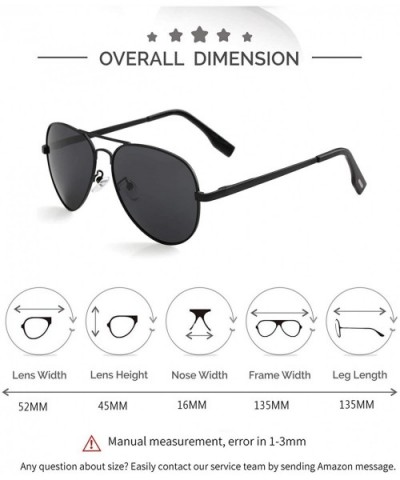 Polarized Aviator Sunglasses for Men Women Mirrored Lens- 100% UV400 Protection- 58MM - Black/Black Lens - CV198QC7TSI $15.54...