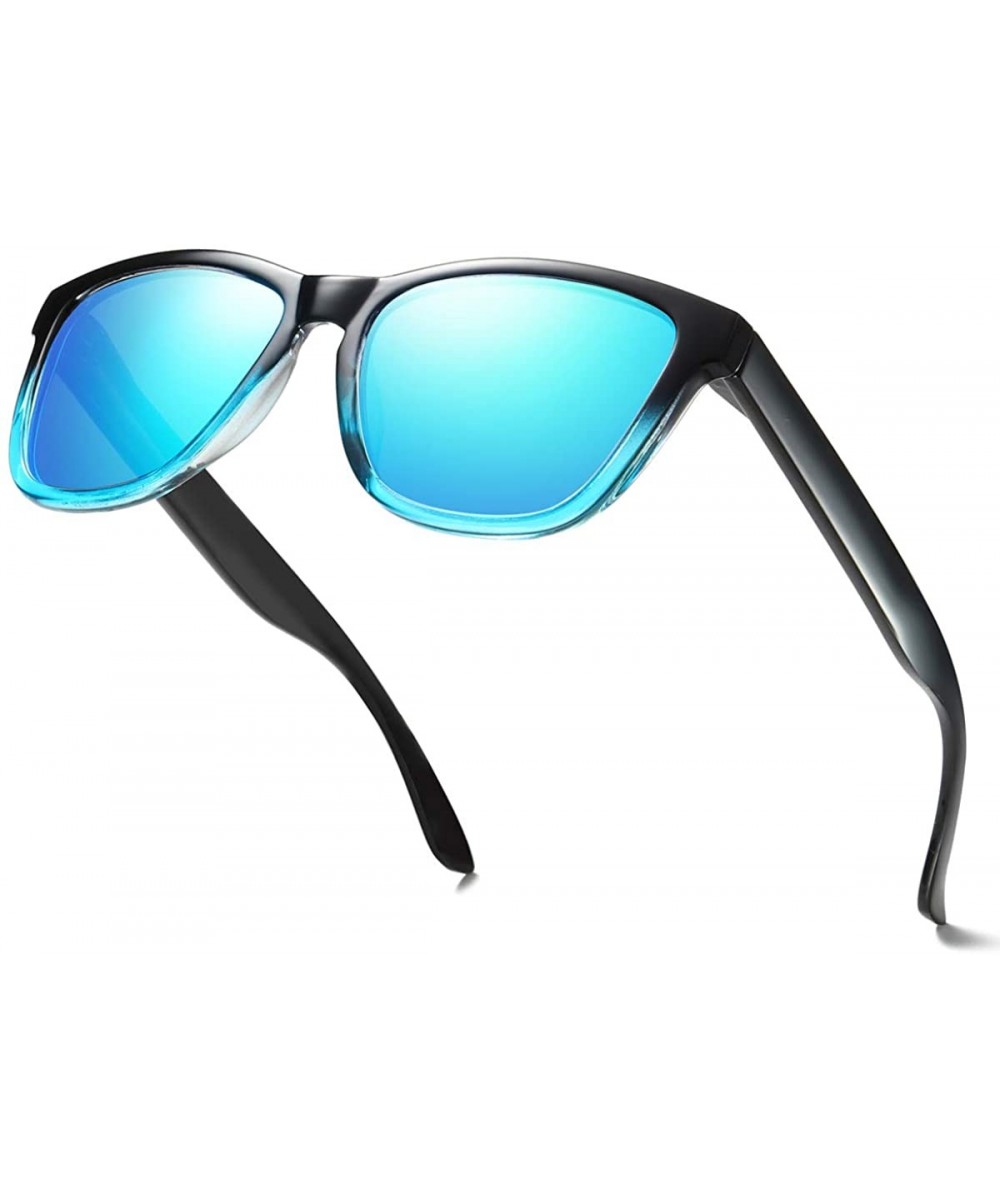 Polarized Sunglasses For Women Men Gradient Colors Designer UV Protection - Black&blue - CF12N39Y2CP $10.27 Oversized