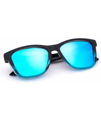 Polarized Sunglasses For Women Men Gradient Colors Designer UV Protection - Black&blue - CF12N39Y2CP $10.27 Oversized
