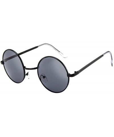 Unisex Driving Round Frame Sunglasses-Women Men Vintage Retro Glasses Eyewear - Black - C818Q3ZS45S $7.66 Oversized