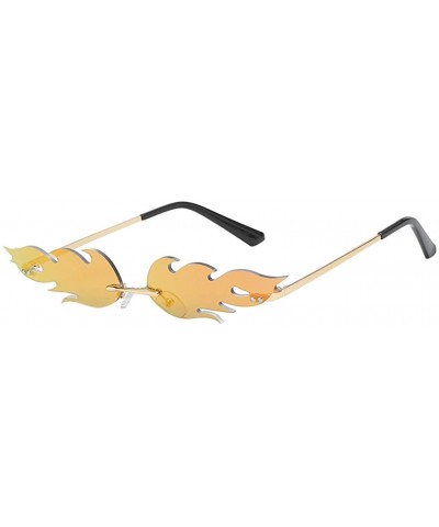 Fashion Flame Sunglasses for Women Men Small Face Rimless Sun Shades UV Protection Trendy Glasses - D - CK190E9G9RX $6.86 Rim...