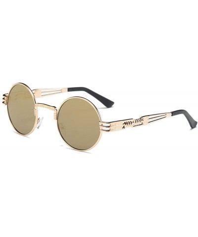 New Women Retro Round Frame Glasses Unisex Fashion Mirror Lens Travel Sunglasses - E - CO18SU4KRL5 $5.51 Square