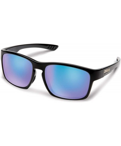 Fairfield Medium Fit Sunglasses - Black / Polarized Blue Mirror - CA196I7QUWU $40.86 Sport