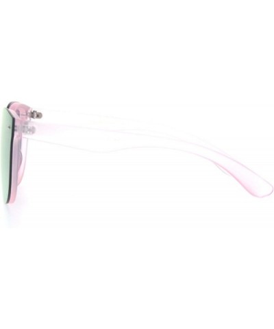 Womens 90s Classic Round Shield Panel Lens Horn Rim Sunglasses - Pink Mirror - CP18NL56760 $5.90 Shield