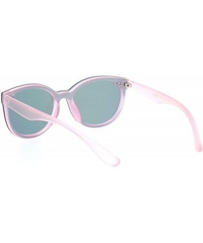 Womens 90s Classic Round Shield Panel Lens Horn Rim Sunglasses - Pink Mirror - CP18NL56760 $5.90 Shield