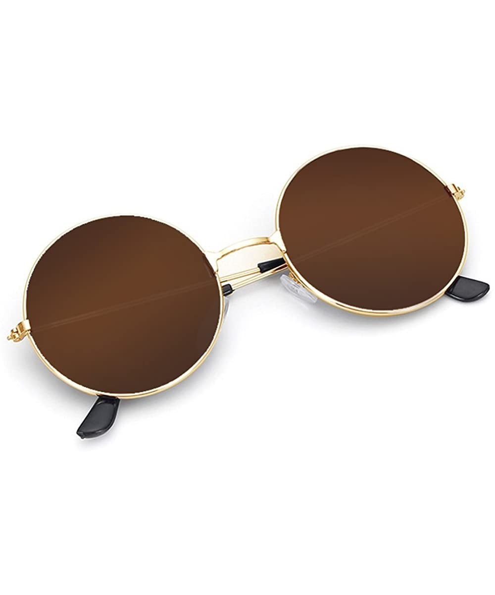 Vintage Round Polarized Hippie Sunglasses for Men Women 8color Available - Brown - C218H3QLQH0 $7.12 Round