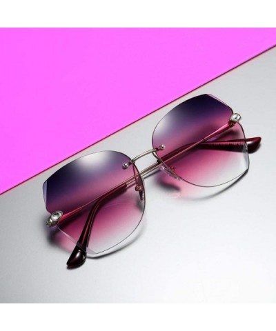 The New Fashion Diamond Sunglasses for Women Oversized Vintage Polarized - Gradient Pink - CN18RX5T3MO $8.80 Butterfly