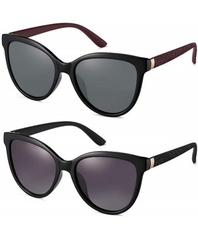 2 Pack Carved Rectangular Sunglasses Women UV Protection Driving Golf Fishing Sports Sunglasses - Black&red - CN19042A96U $11...