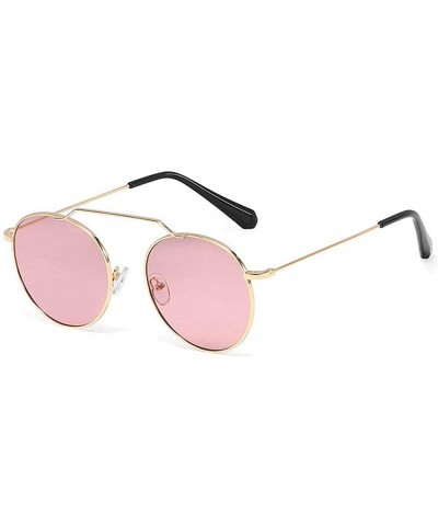 Retro Round Sunglasses Men Women Fashion Metal Frame Sun Glasses UV protection - Red - CN18ZZTO497 $13.13 Round