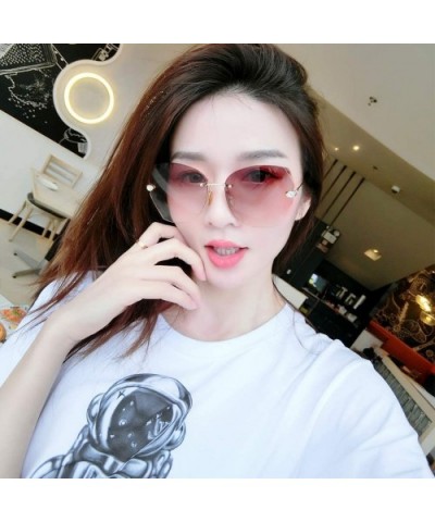 The New Fashion Diamond Sunglasses for Women Oversized Vintage Polarized - Gradient Pink - CN18RX5T3MO $8.80 Butterfly