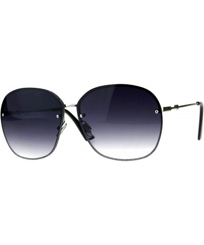Womens Rimless Designer Butterfly Metal Oversize Fashion Sunglasses - Silver Smoke - CY18DTLCCMC $6.30 Oversized