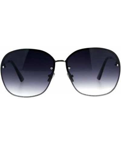 Womens Rimless Designer Butterfly Metal Oversize Fashion Sunglasses - Silver Smoke - CY18DTLCCMC $6.30 Oversized