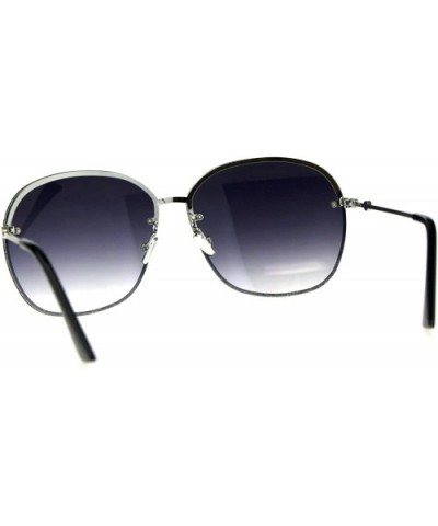 Womens Rimless Designer Butterfly Metal Oversize Fashion Sunglasses - Silver Smoke - CY18DTLCCMC $6.30 Oversized