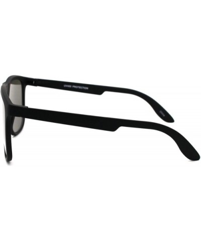 Mens Minimal Matte Sport Flat Top Rectangular Horn Sunglasses - Matte Black Silver Mirror - CZ18UA7LXAC $6.72 Sport