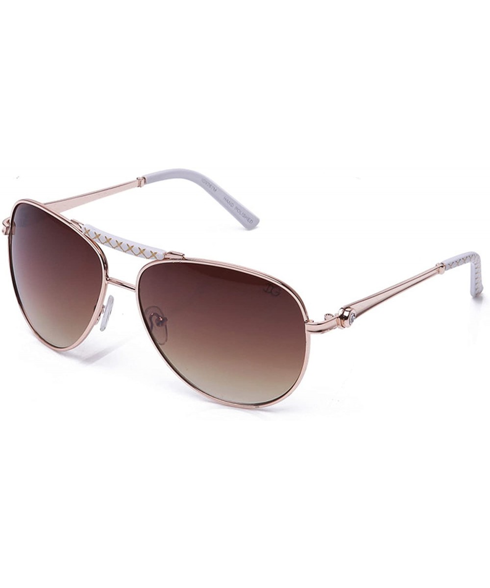 Aviators Oversized Temple Design UV Protection Shield Lenses Pilot Style - Gold/White - C717YY66DZ0 $5.23 Aviator