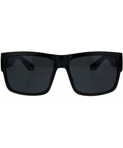 Mens Square Rectangular Sunglasses Classic Simple Style Shades UV 400 - Glossy Black - CJ188RIALW0 $6.97 Square