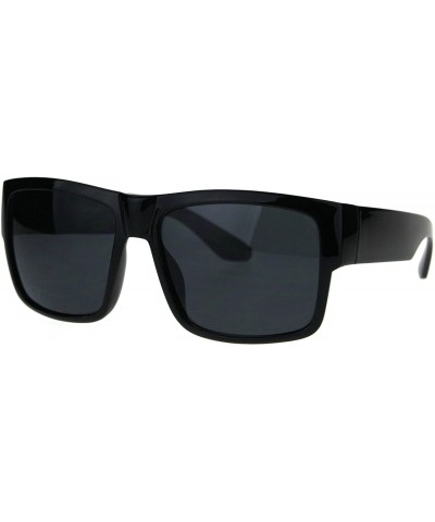 Mens Square Rectangular Sunglasses Classic Simple Style Shades UV 400 - Glossy Black - CJ188RIALW0 $6.97 Square