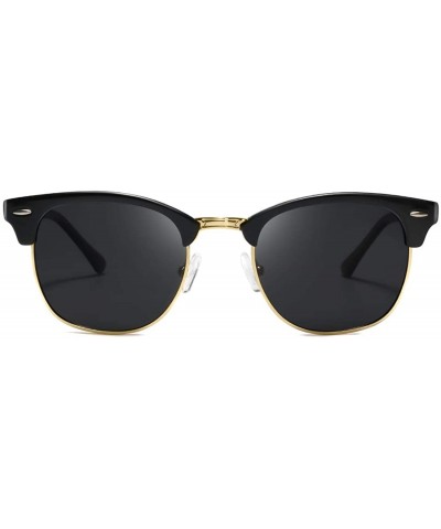 Polarized Sunglasses For Women And Men Semi Rimless Frame Retro Brand Sun Glasses AE0369 - Brilliant Black - CF18XKUMIEL $9.4...