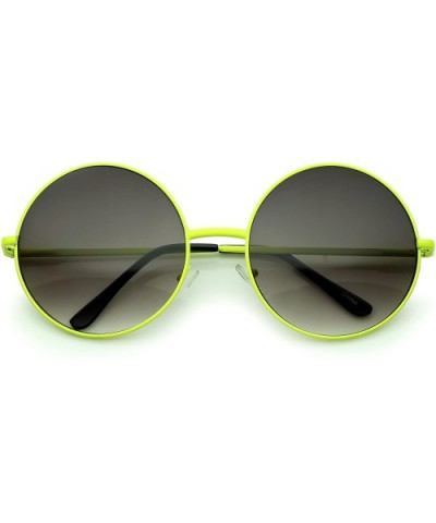 Super Oversize Slim Temple Neon Frame Round Sunglasses 61mm - Yellow / Lavender - C112NGET32C $9.47 Round