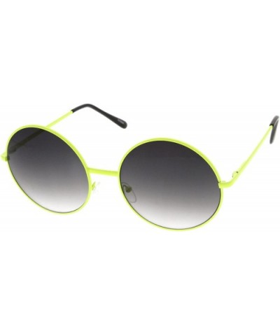 Super Oversize Slim Temple Neon Frame Round Sunglasses 61mm - Yellow / Lavender - C112NGET32C $9.47 Round