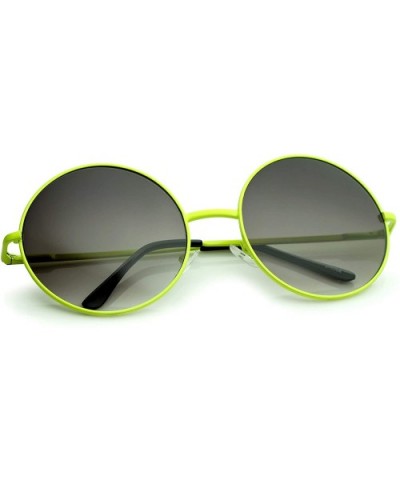 Super Oversize Slim Temple Neon Frame Round Sunglasses 61mm - Yellow / Lavender - C112NGET32C $9.47 Round