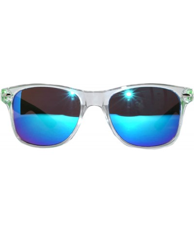 Retro 80's Crystal Vintage Sunglasses Colorful Blue Frame Blue Mirror Lens - New_retro_80s_blue_mirror_green - CW185UYIMHQ $7...