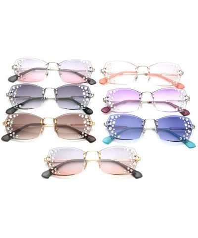 Small frame ladies square retro glasses transparent diamond metal sunglasses lens glasses with box - Pink - C818R38Y0Q4 $8.27...