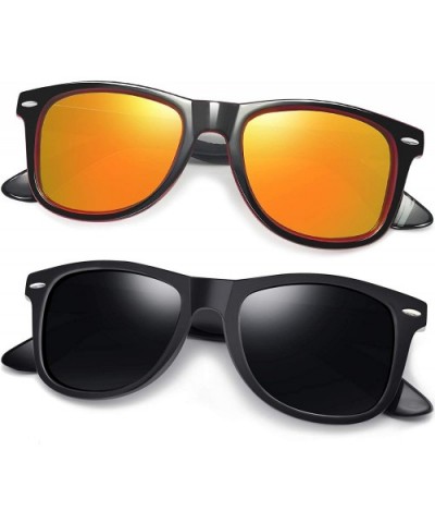 Unisex Polarized Sunglasses Men Women Retro Designer Sun Glasses - 2 Pack (Matte Black+trendy Red) - C1198KI4YST $18.69 Aviator