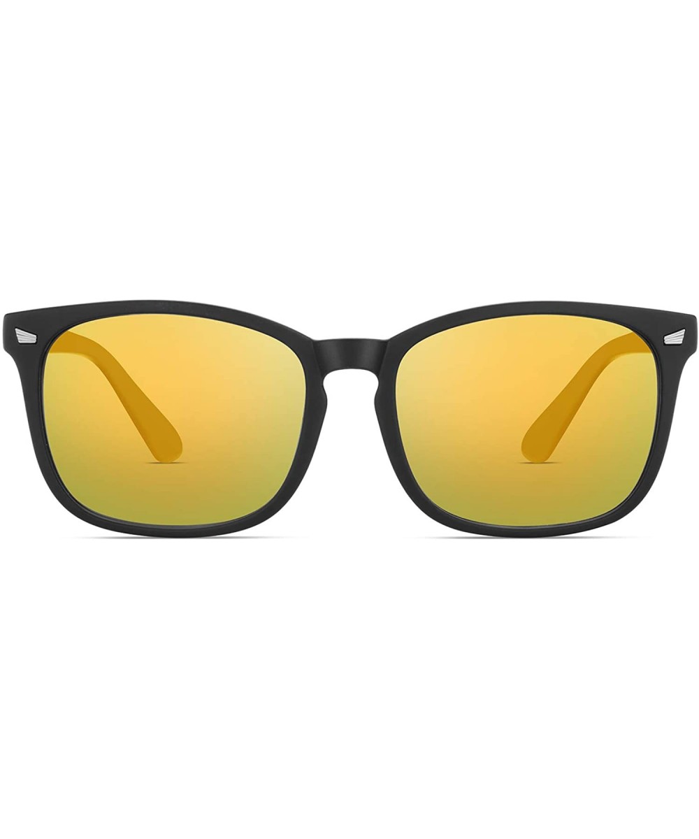 Classic Sunglasses for Men Women Trendy Sunglasses Color Mirror Lens Sun glasses - Yellow - CM18Z2WDRWW $5.45 Square