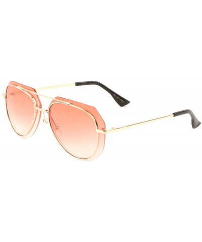 Rimless Geometric Lens Round Rim Modern Aviator Sunglasses - Pink Gold - CO190IQCKEC $13.31 Aviator