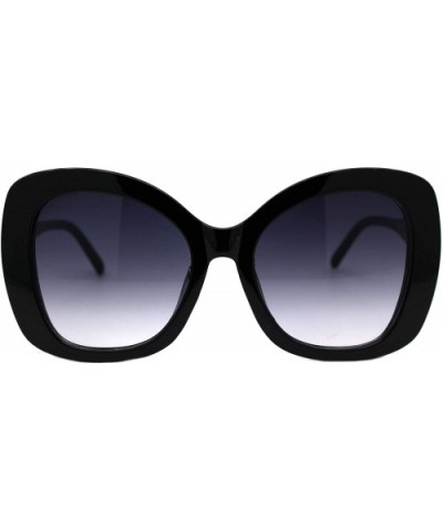 Womens Sunglasses Oversized Square Butterfly Celebrity Fashion Shades UV 400 - Black (Smoke) - CT195OO22C5 $6.38 Butterfly