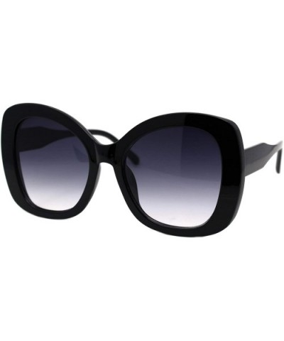 Womens Sunglasses Oversized Square Butterfly Celebrity Fashion Shades UV 400 - Black (Smoke) - CT195OO22C5 $6.38 Butterfly