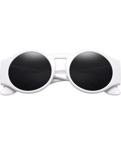 Round Sunglasses for Women Hippie Vintage Circle Frame - 04 Grey Lens/White Frame - CZ18GWW5WLI $10.50 Round