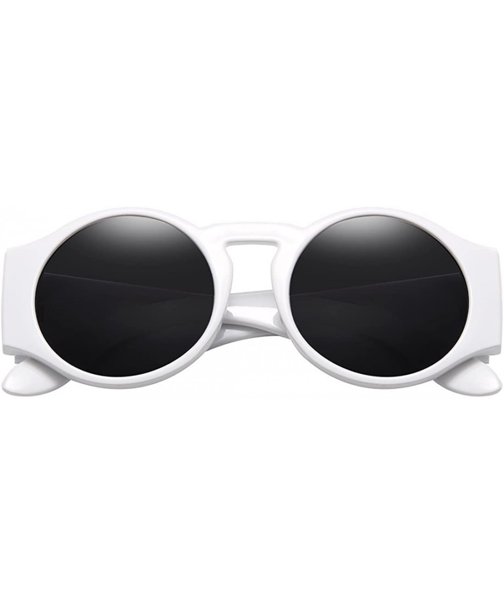 Round Sunglasses for Women Hippie Vintage Circle Frame - 04 Grey Lens/White Frame - CZ18GWW5WLI $10.50 Round