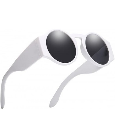 Round Sunglasses for Women Hippie Vintage Circle Frame - 04 Grey Lens/White Frame - CZ18GWW5WLI $10.50 Round