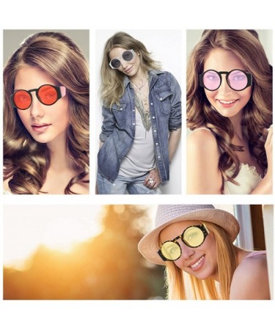 Round Sunglasses for Women Hippie Vintage Circle Frame - 04 Grey Lens/White Frame - CZ18GWW5WLI $10.50 Round