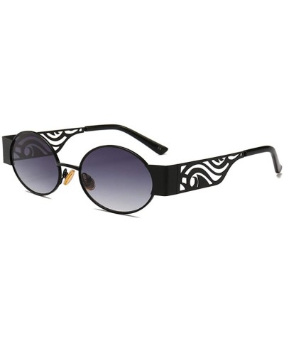 Men's and women's Fashion Resin lens Oval Frame Retro Sunglasses UV400 - Black Gray - CM18N6RO496 $6.43 Oval